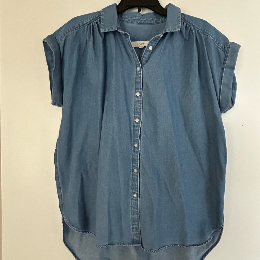 LOFT Indigo Button-Up Shirt